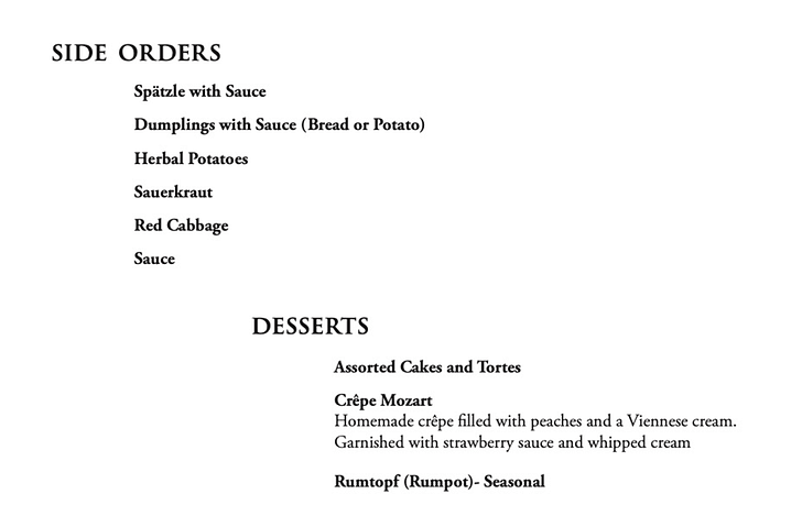 Sides and Desserts